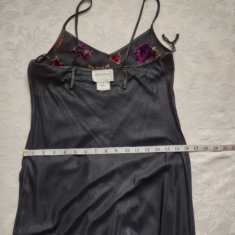 Y2K vintage v-neck vintage slip dress floral velvet burnout gown maxi - Picture 9 of 10